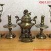 Bộ ngũ sự bằng đồng vàng hun xanh giả cổ cao 50cm