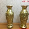 Hoa văn đôi lọ hoa bằng đồng cát tút cao 30cm sắc nét và tinh xảo