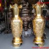đôi lục bình bằng đồng dát vàng cao 1m15