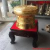 trống đồng đỏ dát vàng 9999 đường kính 50cm
