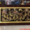 Tranh đồng cửu ngư hoa sen khung gỗ kích thước 1m7x90