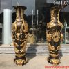 Đôi lục bình bằng đồng đỏ dát vàng hoa văn