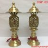Đèn thờ bằng đồng vàng mộc cao 42cm